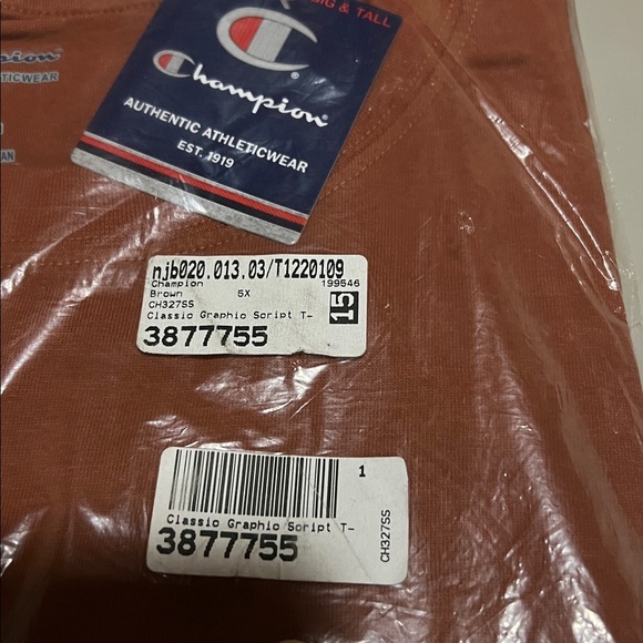 Champion 5X Large Script Logo Tee - Rust with Cream Logo - Picture 3 of 3